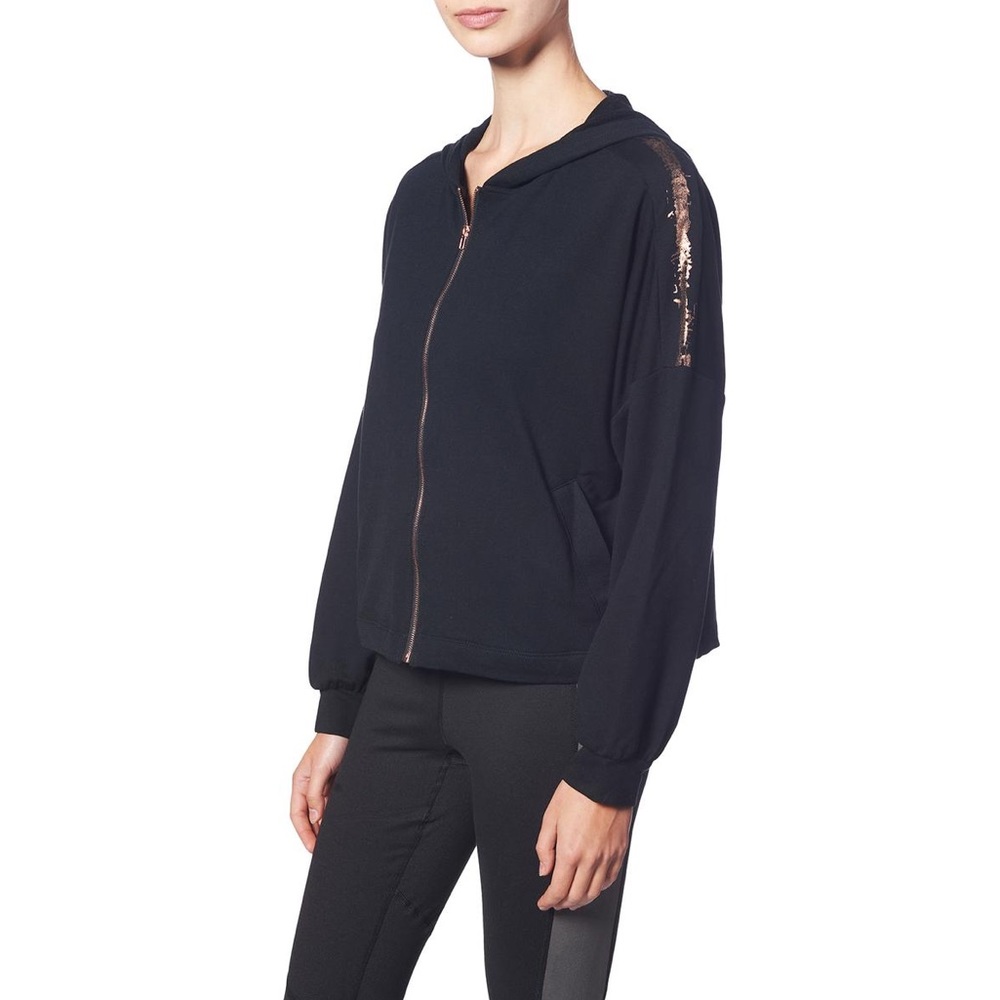 🥳HP🥳NWT Splendid Metallic Striped Dolman Hooded Active Jacket - Picture 2 of 14